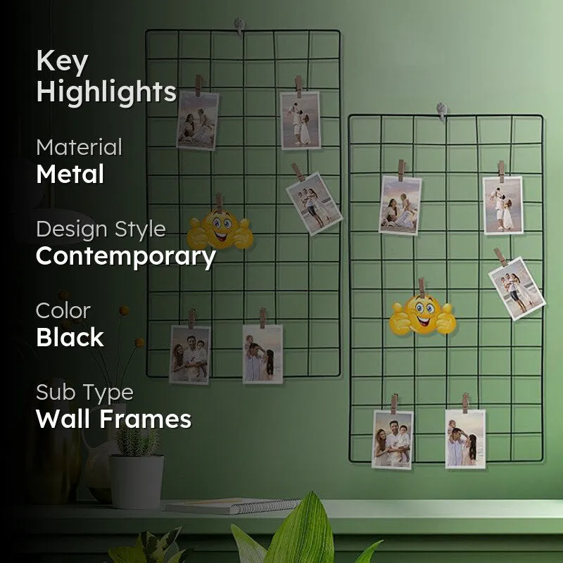 Gridi Metal Photo Frame (Black) - Set Of Two media 2