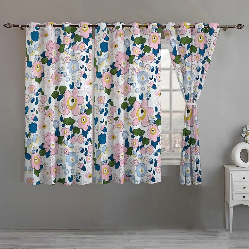 Flora Pop Room Darkening Curtain (Multicolor) - Set Of Three media 1