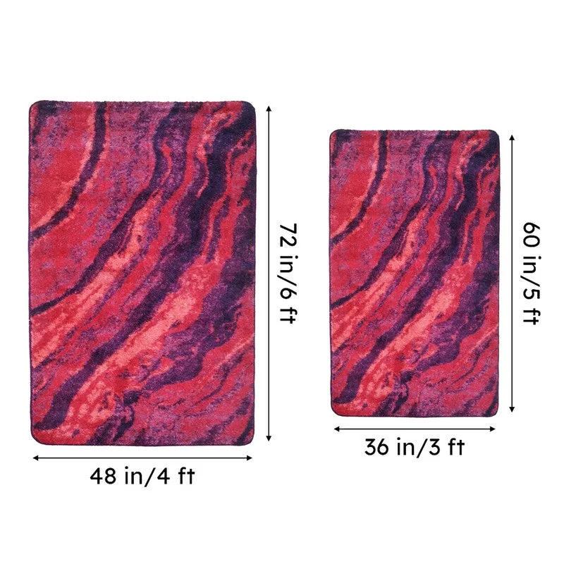 Brenna Abstract Micro Fiber Area Rug - Purple & Orange media 7