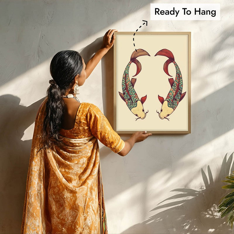 Decorative Bird Illustration Canvas Wall Painting  With Brown Frame media 10