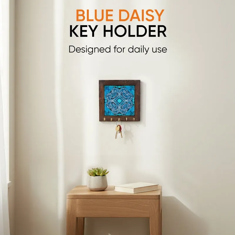 Blue Daisy Handcrafted Key Holder - 14