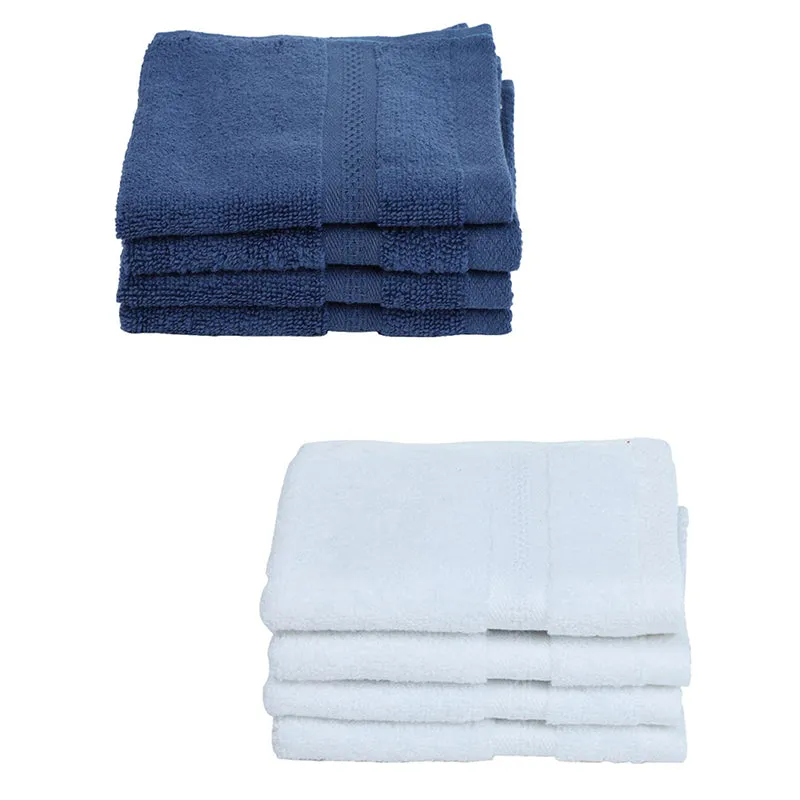 Miorah Face Towel (White & Blue) - Set Of Eight media 3