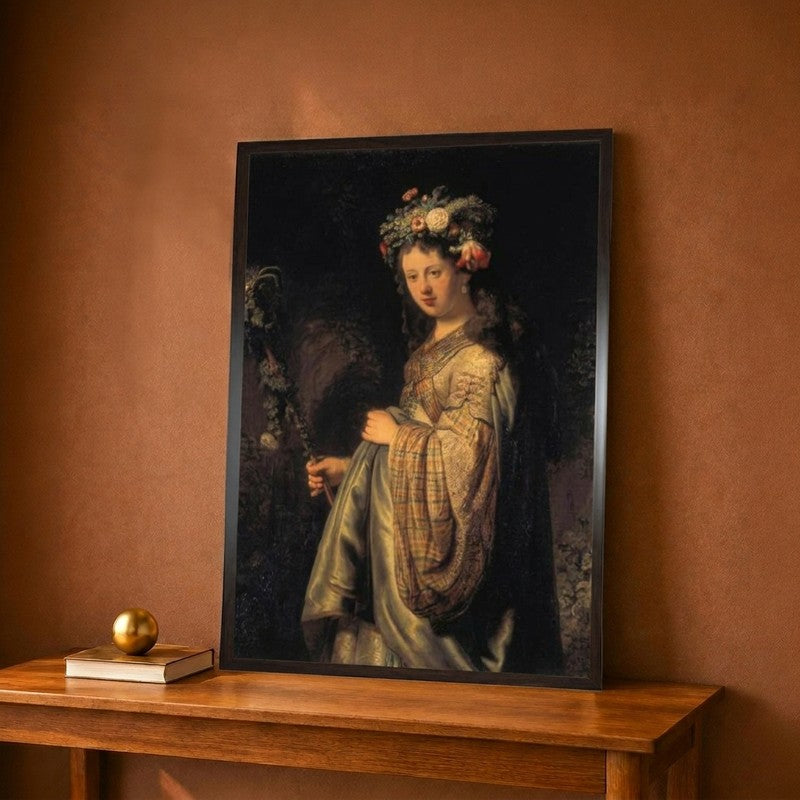 Saskia As Flora 1634 Canvas Wall Painting - 9 x 12 Inches