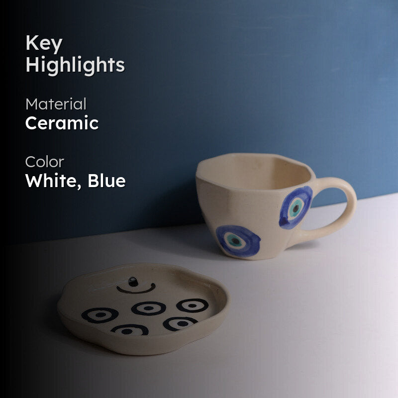 Evil Eye Glaze Cup & Saucer (200 ML) - Two Piece Set media 2