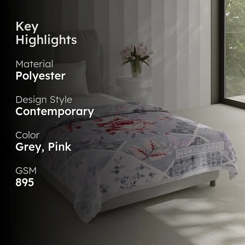 Monte Carlo Petal Dreamscape Blanket (Grey,Pink) - 895 GSM media 2