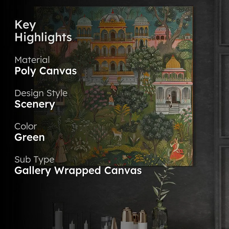 Mughal Garden Tranquility Poly Canvas Wall Painting media 2