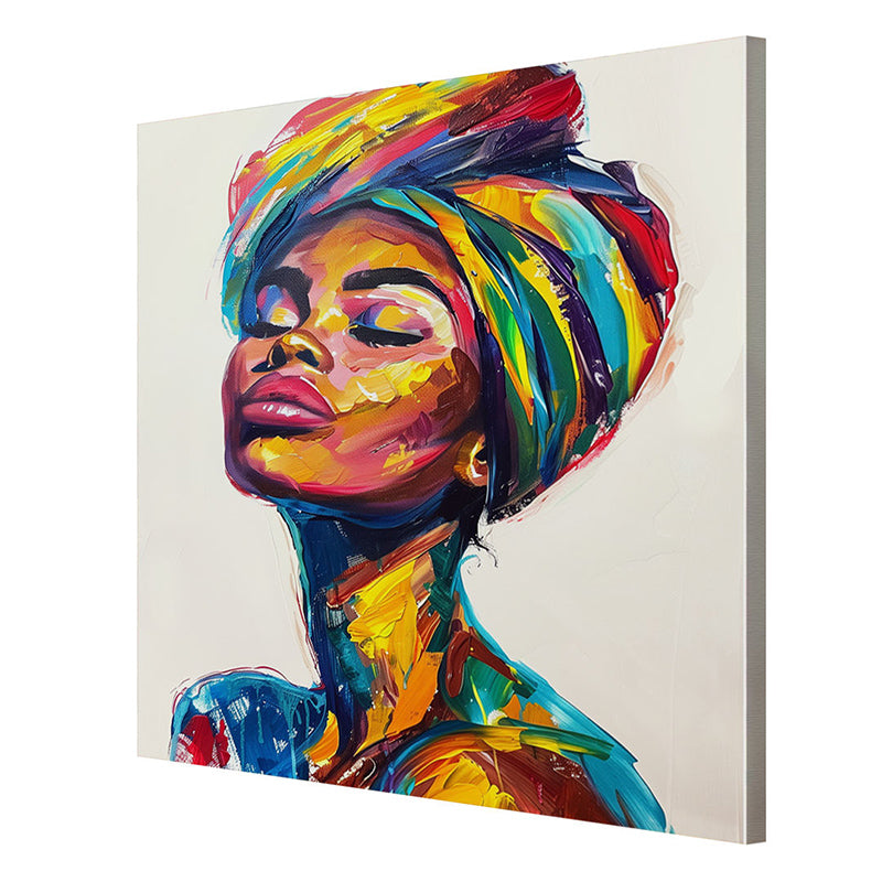 Multi-Colored African Woman Wall Painting media 6