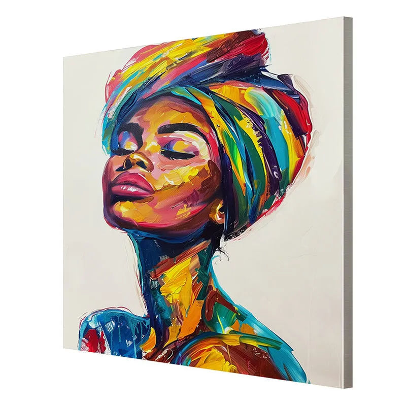 Multi-Colored African Woman Wall Painting media 6