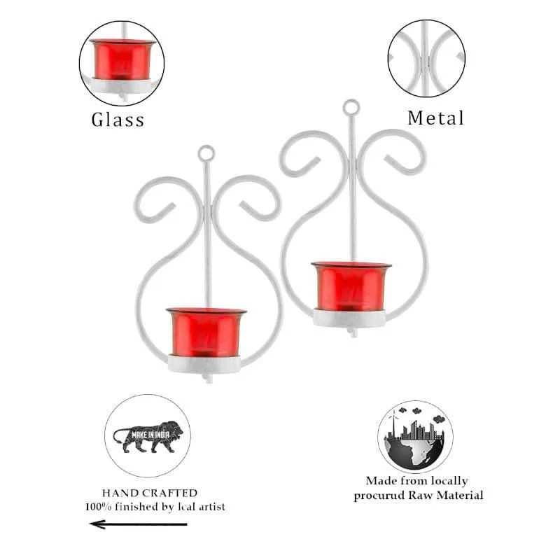 Seina White Frame Sconce Candle Holder (Red) - Set Of Two media 5