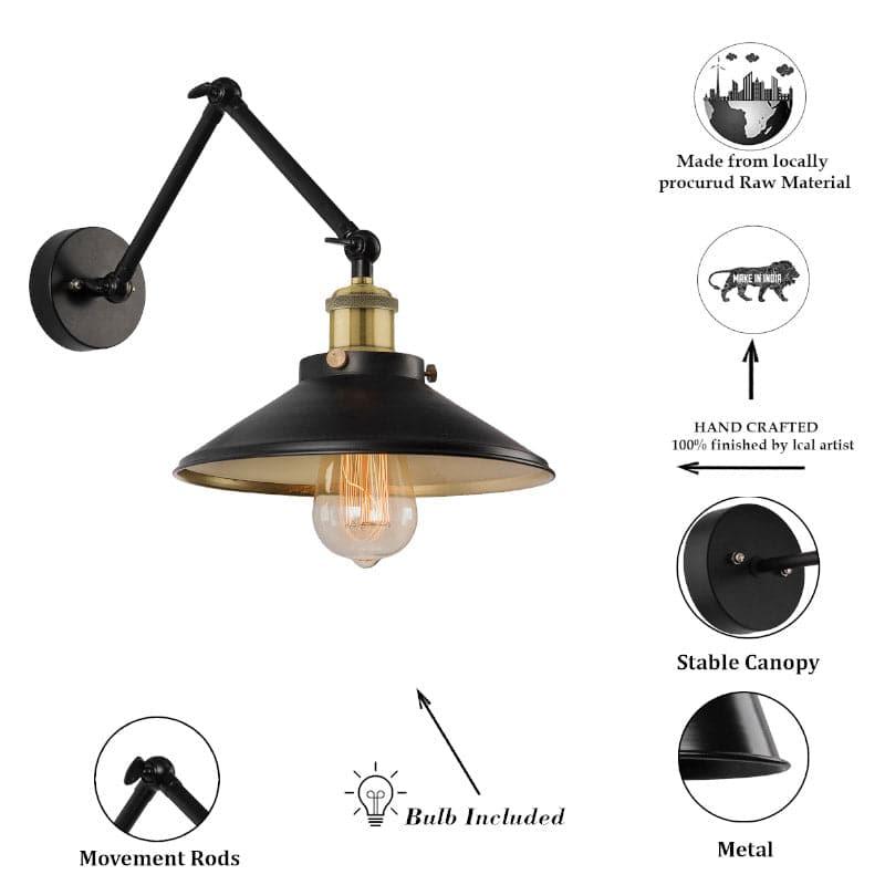 Eleni Cone Metal Wall Lamp - Black,Gold media 6