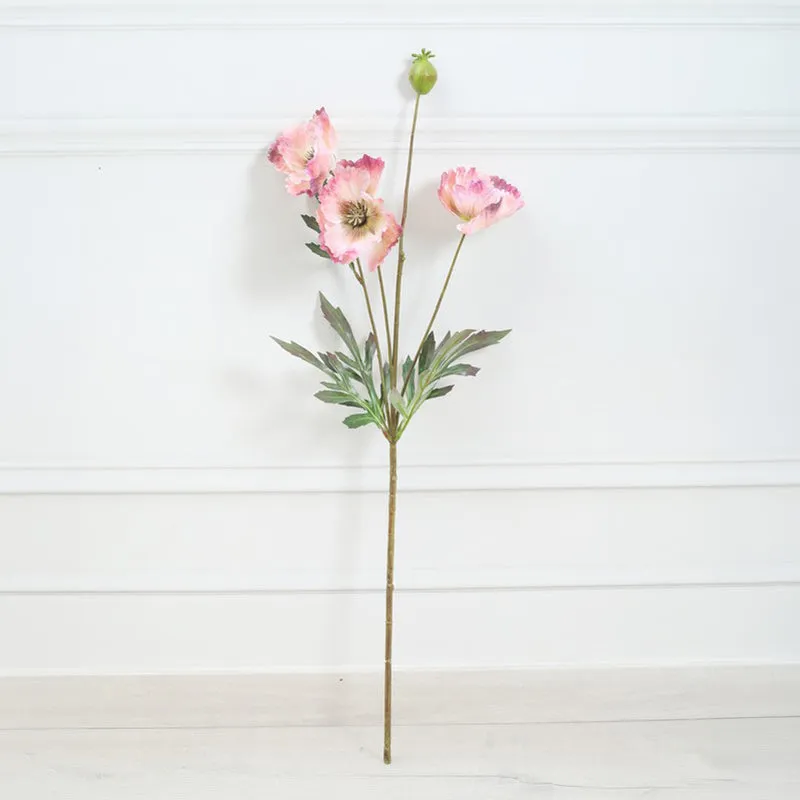 Poppy Artificial Flower Stem - Pink media 3