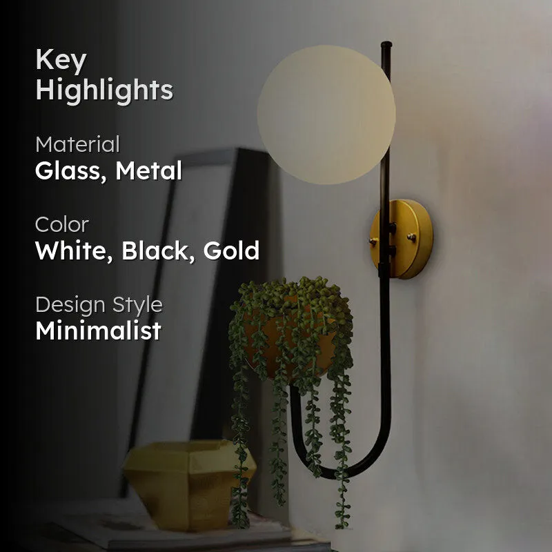 Hymn Glass & Metal Wall Lamp - Black & Gold media 2