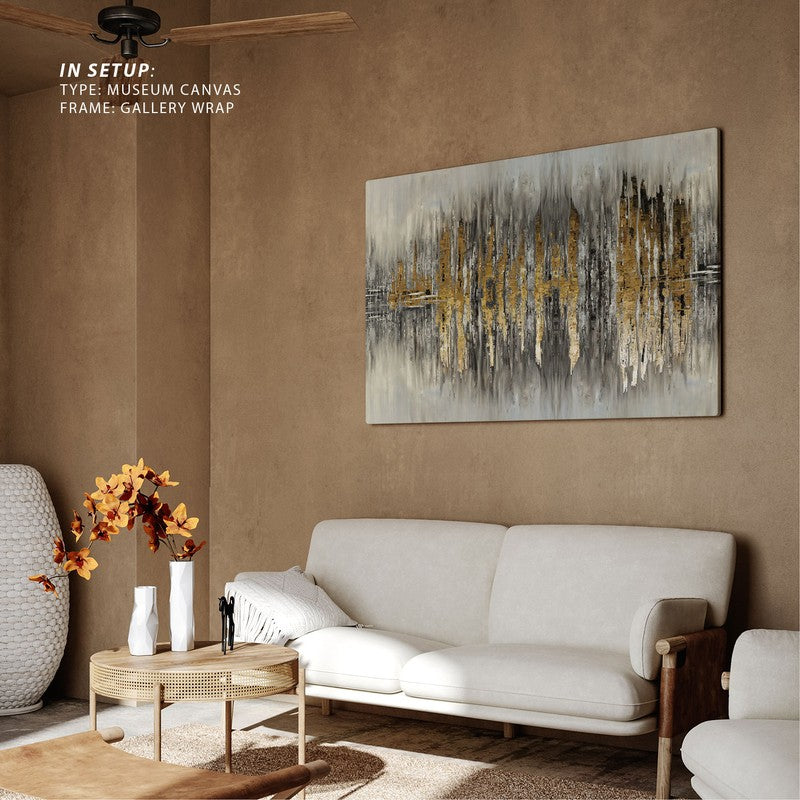 Golden Abstract Landscape Canvas Wall Painting - Black Frame media 7