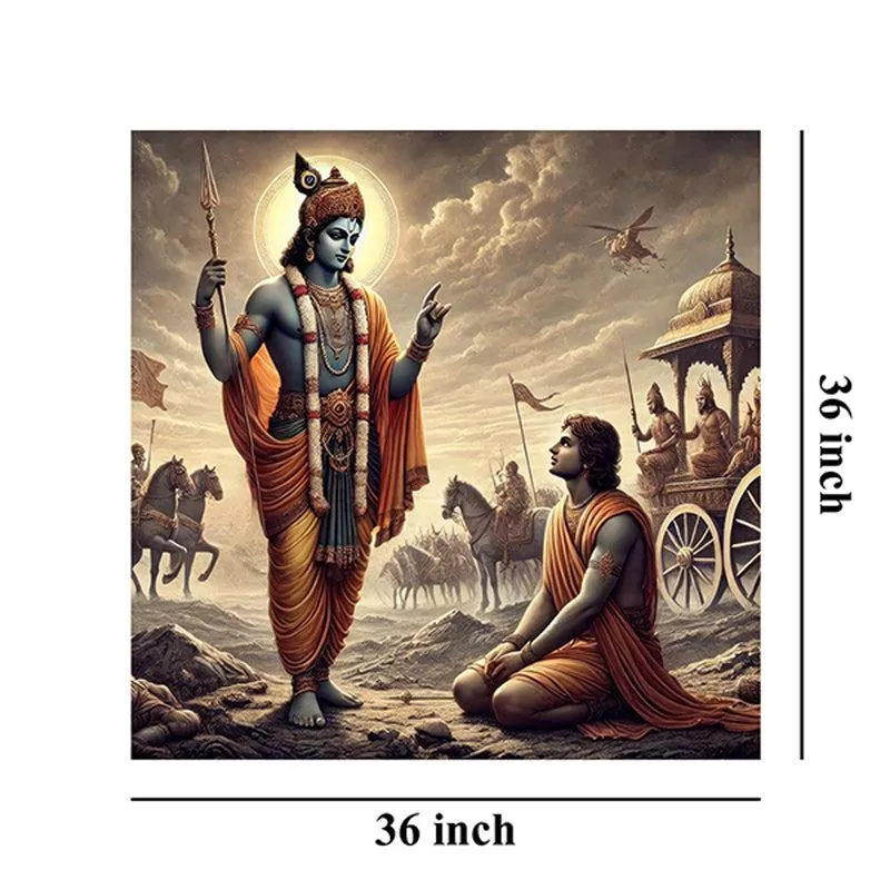 Krishna Call to Arjuna Wall Painting media 7