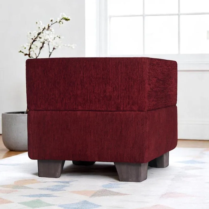 Krixon Pine Wood Pouffe - Maroon media 1