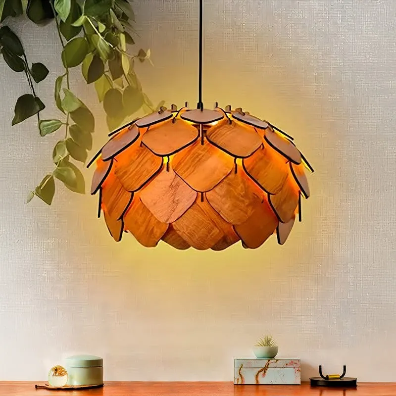 LumiSphere Wooden Ceiling Lamp - Brown media 1