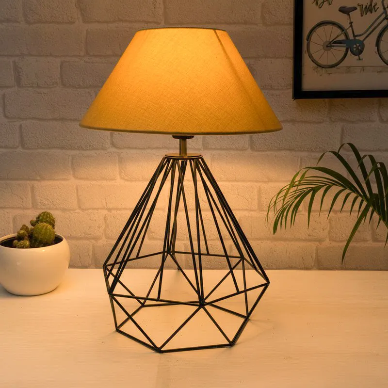 Diamond Dust Black Fabric Table Lamp - Yellow,Black media 1