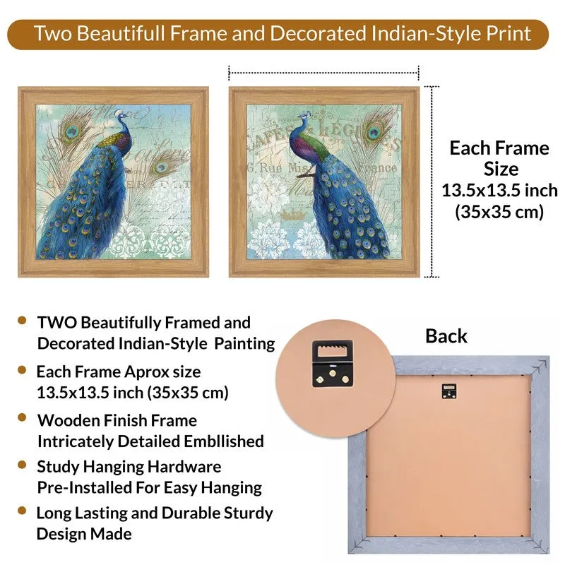 Peafowl Wall Art Painting - Set Of Two media 8