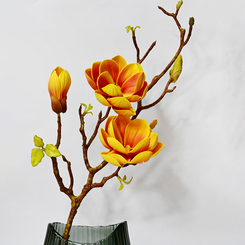 Artificial Magnolia Decorative Flower Stick - Yellow media 3