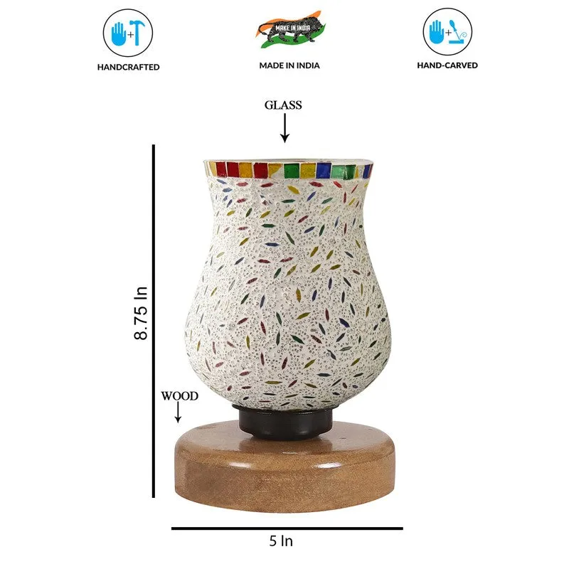 Auralyn Mosaic Glass Table Lamp With Wooden Base - Multicolor media 8