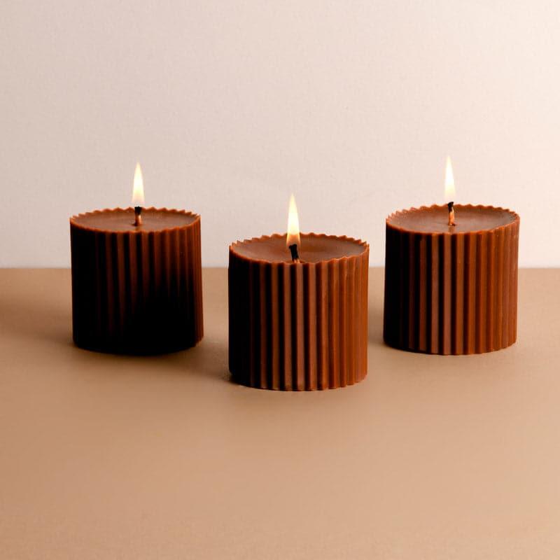 Combo of 3 Chocolate Brown 'Faith' Candles - Tarte au Chocolat Scented media 3