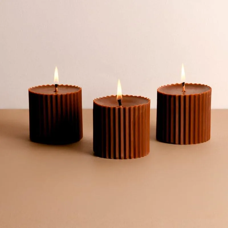 Combo of 3 Chocolate Brown 'Faith' Candles - Tarte au Chocolat Scented media 3