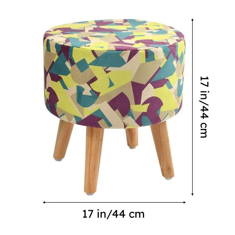Mosiac Geometric Print Multicolor Engineered Wood Ottomans - Set Of Two media 7