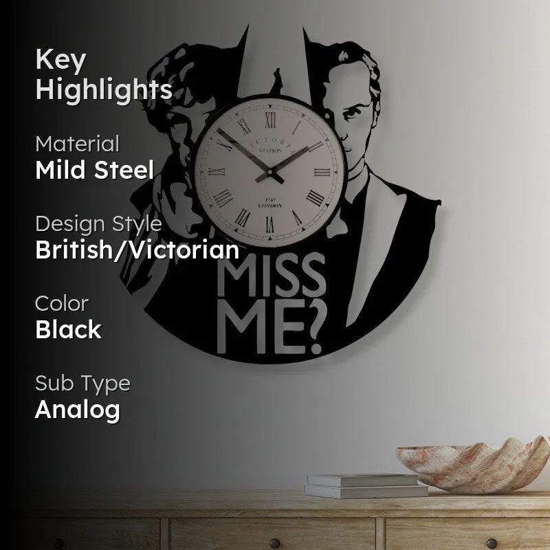 Miss Me? Steel Analog Wall Clock - Black media 2