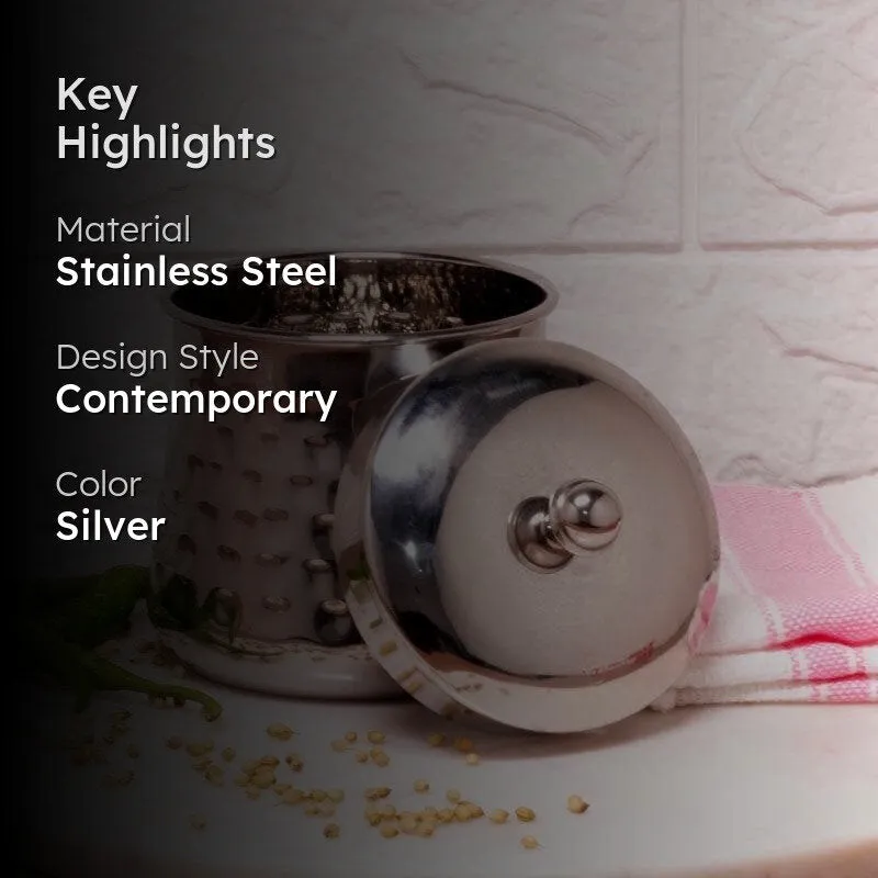 Vintage Charm Hammered Steel Canister (1400 mL) - Set Of Two media 2