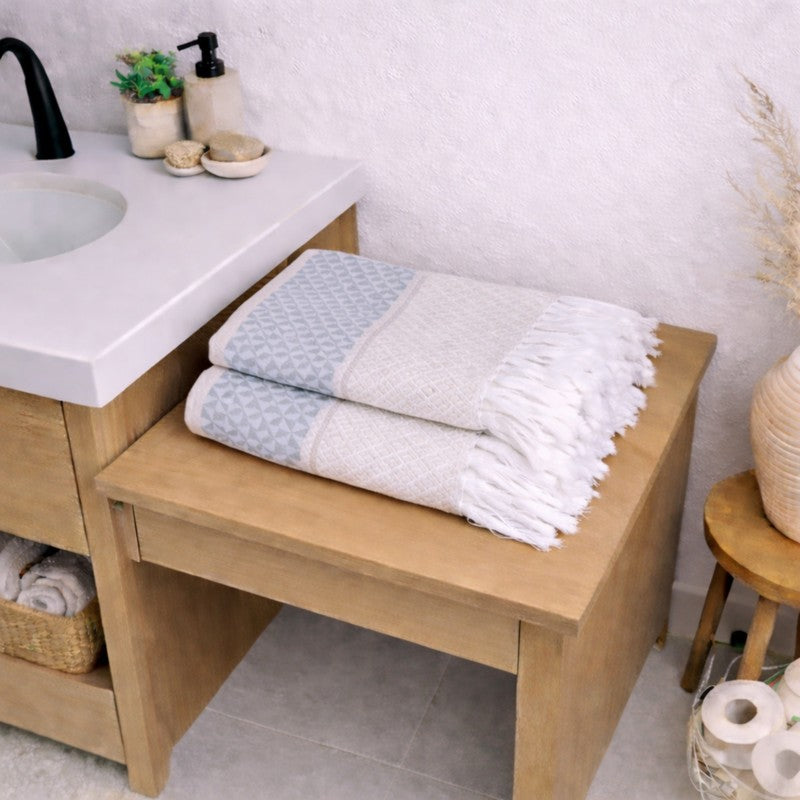 MosacStrip Cotton Hand Towel (Grey) - Set Of Four media 4