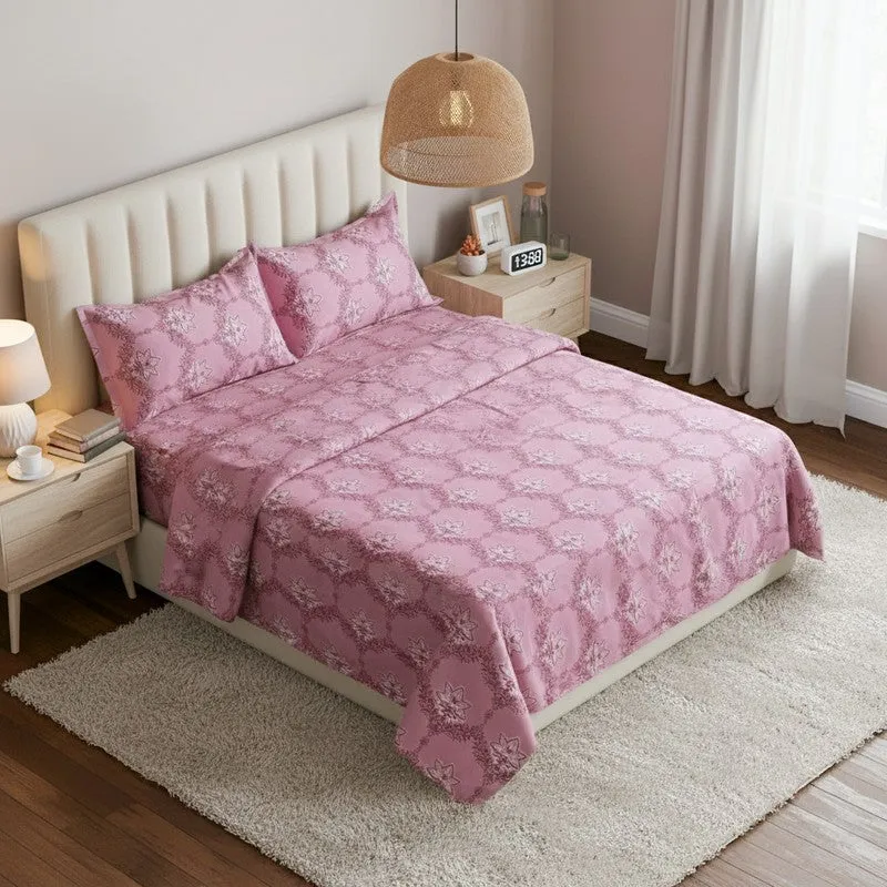 Amora Ethnic Cotton Bedsheet (Red) - 144 TC media 1