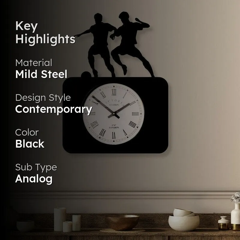 Player Steel Analog Wall Clock - Black media 2