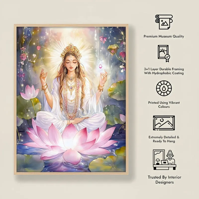 Adilakshmi Spiritual Archival Paper Wall Painting - Natural Brown Frame media 8