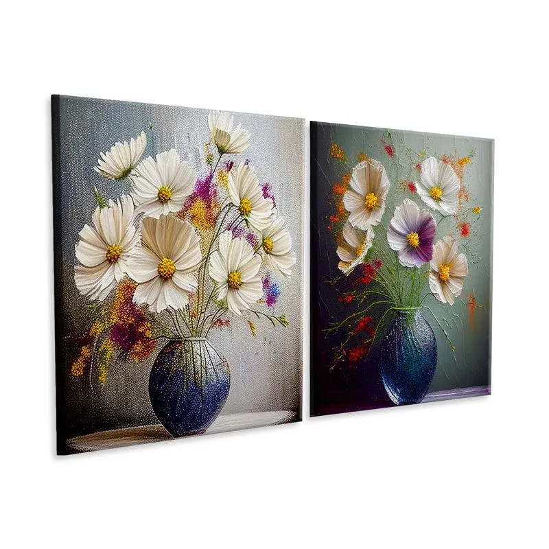 Petals of Purity Canvas Wall Painting - Set Of Two media 6