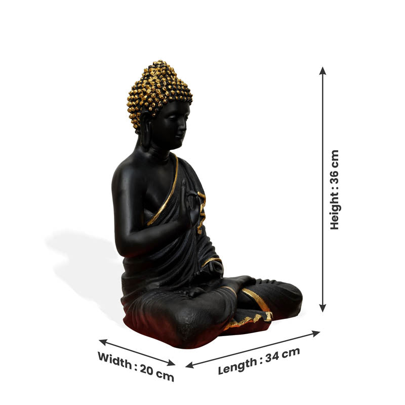 Buddha Charitha Showpiece - Black & Gold media 7