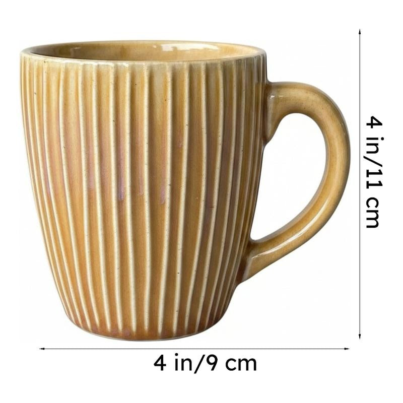 Stripe Ceramic Coffee Mug (300 mL Each/Mustard) - Set of Two media 7