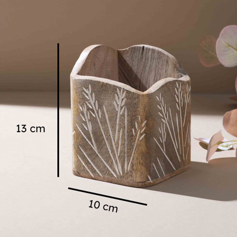 Rustik Handcrafted Mango Wood Cutlery Stand media 5