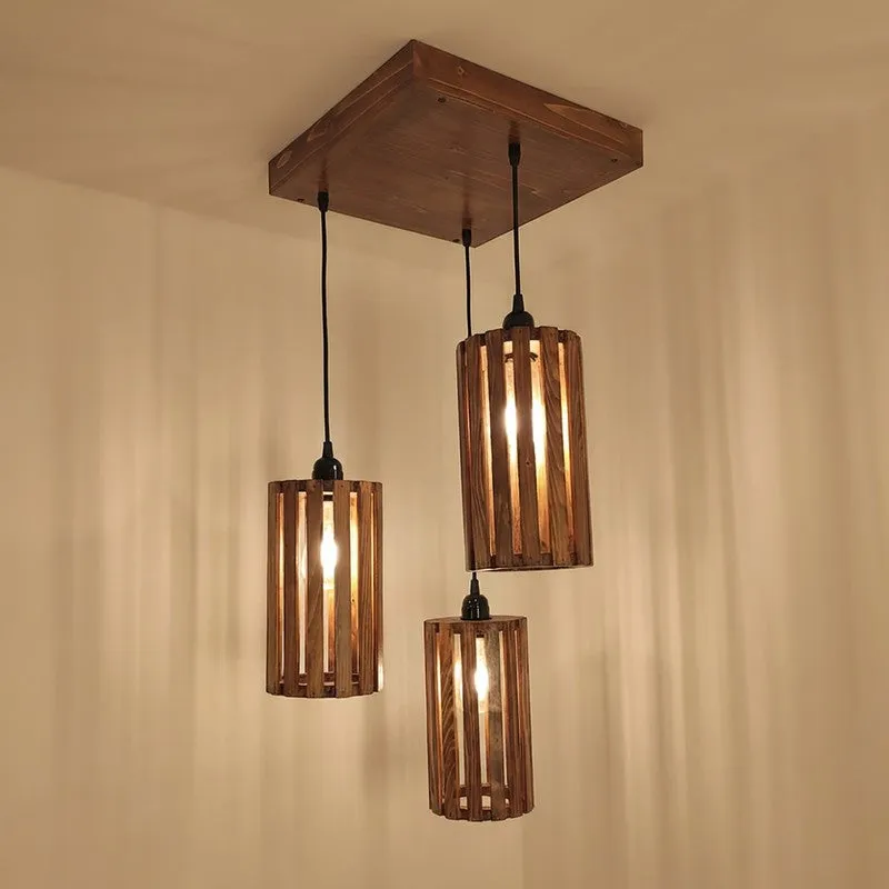CageAura Illume Wooden Ceiling Lamp - Brown media 5