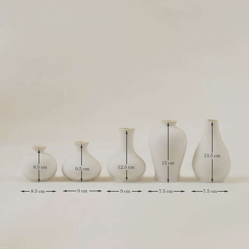 Elegant White Ceramic Urn Vases - Set of Five image 4
