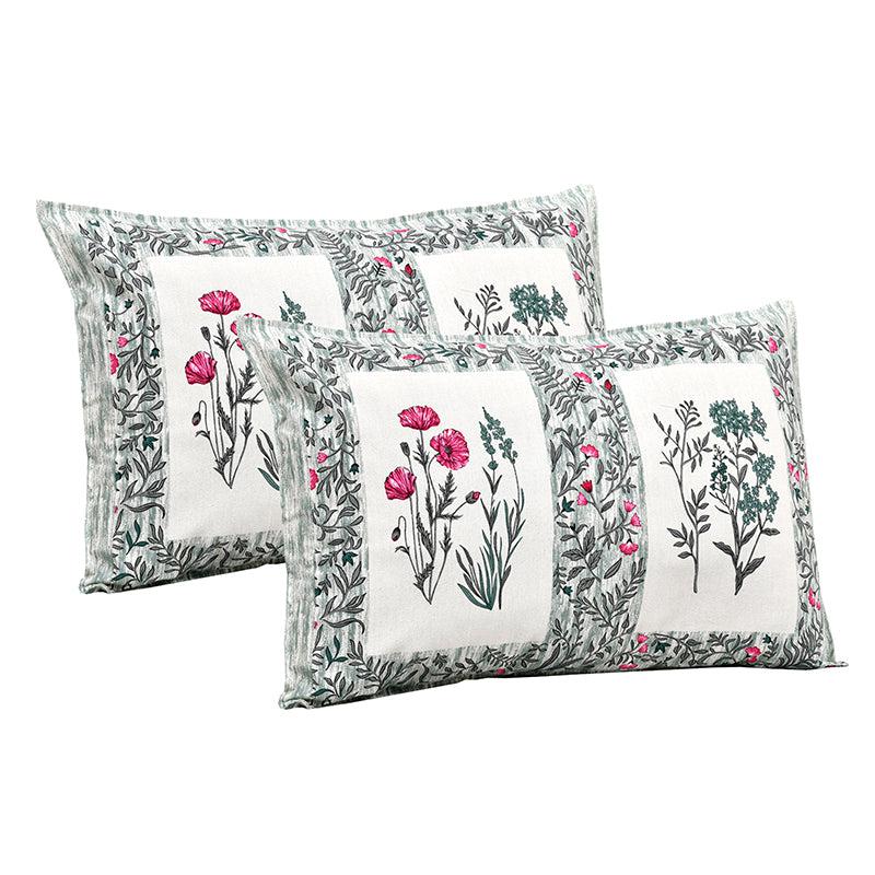 Siddhi Floral Cotton Bedsheet (White,Grey) - 180 TC media 4