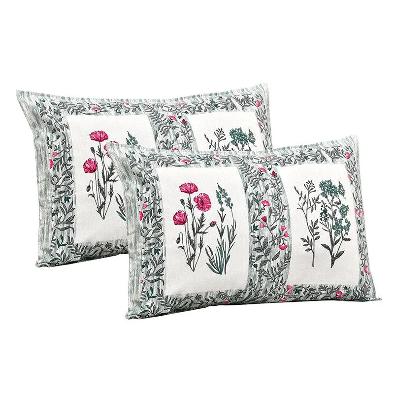 Siddhi Floral Cotton Bedsheet (White,Grey) - 180 TC media 4