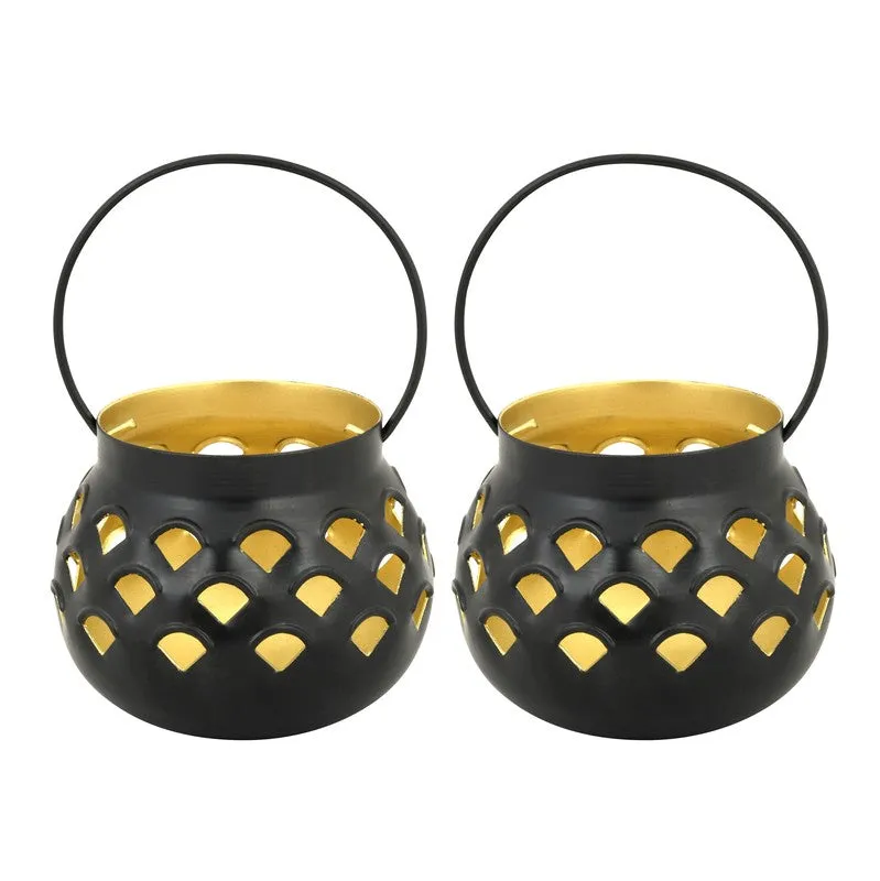 Marakki Matki Tealight Candle Holder (Yellow & Black) - Set Of Two media 3