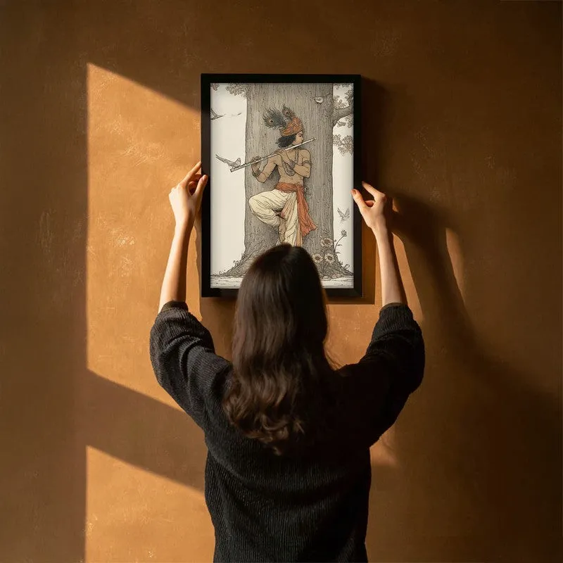 Lord Krishna Playing Fluit Archival Paper Wall Art media 6