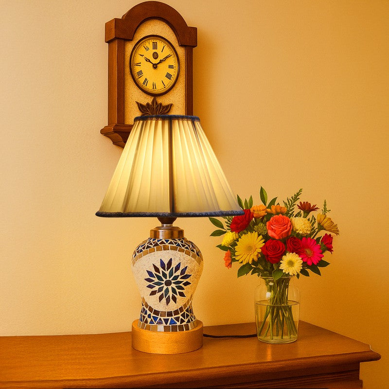 Floranira Pleated Wooden Table Lamp - Multicolor