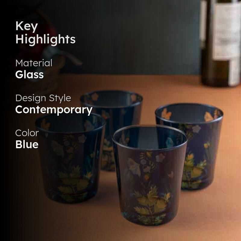 Vibrant Bliss Glass Tumbler (Blue) - Set Of Four media 2