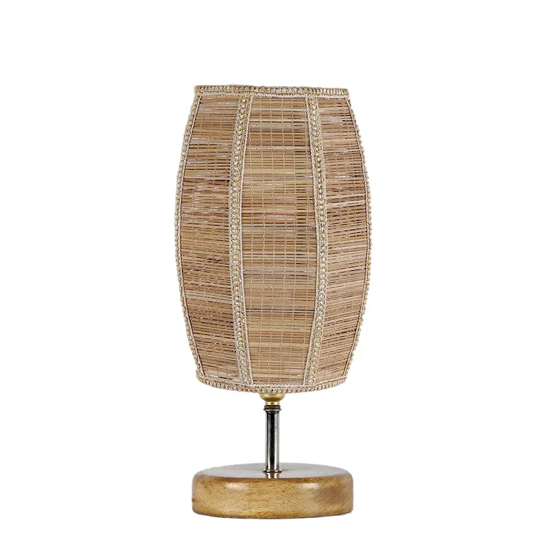 Hisha Wooden Table Lamp With Bamboo Shade - Beige,Brown media 4