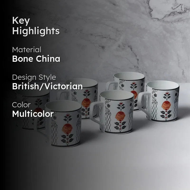 India Circus Onyx Elegance Tea Cups (220 mL Each) - Set Of Six media 2