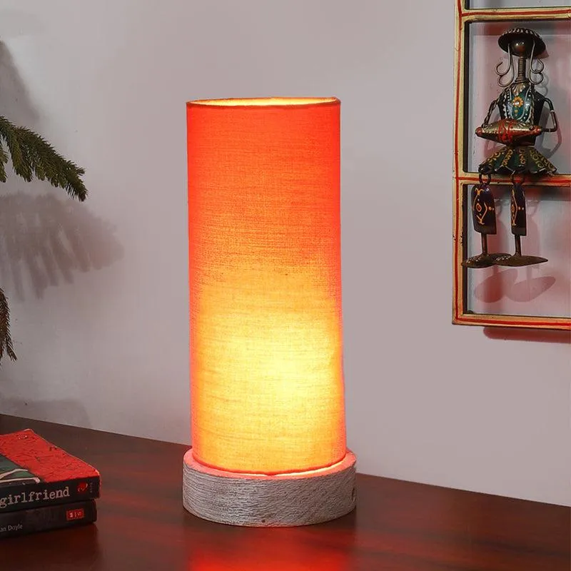 Ocra Tower Wooden Table Lamp - Orange media 1