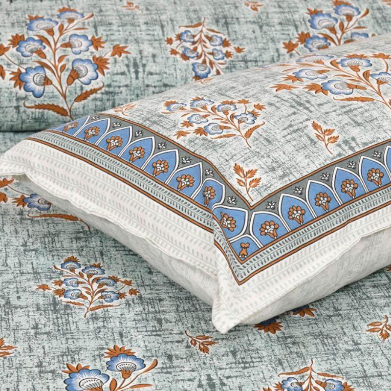 Floral Kaleidoscope Cotton Bedsheet (Blue) - 120 TC media 4