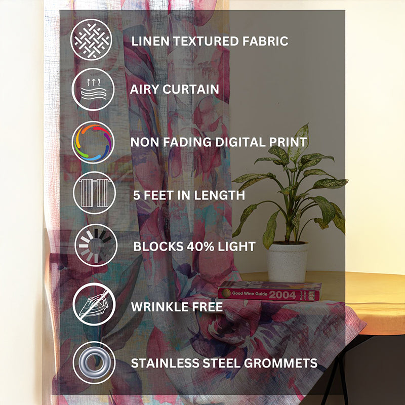 Elaria Linen Texture Sheer Curtain - Set Of Two media 10